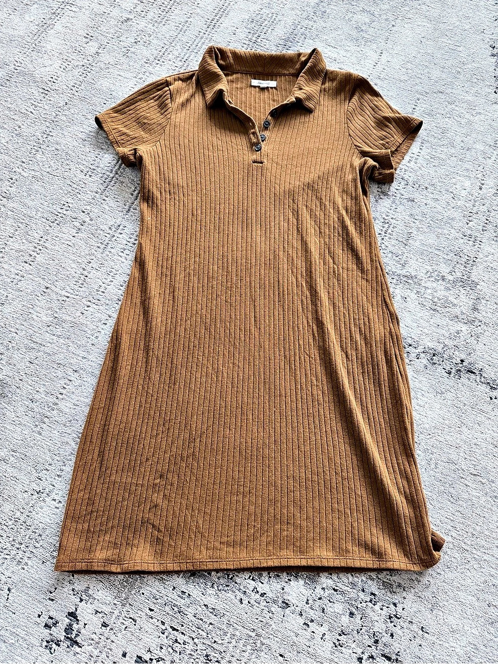 Madewell Ribbed Polo Knit Mini Dress Ribbed Collared Midi Dress Brown XL